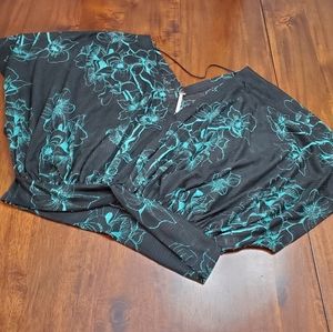 Free People One Dance Top. Popover Crop, Sheer, Black & green floral. Sz. Sm